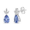 Thumbnail Image 1 of Gems of Serenity Pear-Shaped Blue & White Lab-Created Sapphire Dangle Earrings Sterling Silver