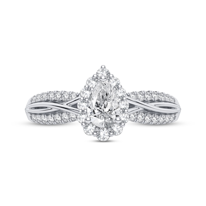 Main Image 3 of Pear-Shaped & Round-Cut Diamond Engagement Ring 3/8 ct tw 14K White Gold