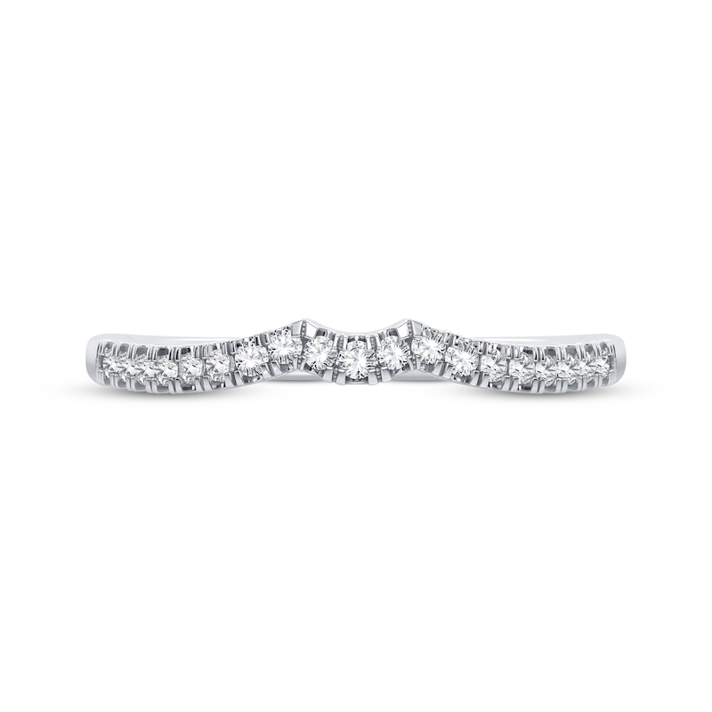 Main Image 3 of Round-Cut Diamond Curved Wedding Band 1/10 ct tw 14K White Gold