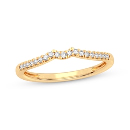 Round-Cut Diamond Curved Wedding Band 1/10 ct tw 14K Yellow Gold