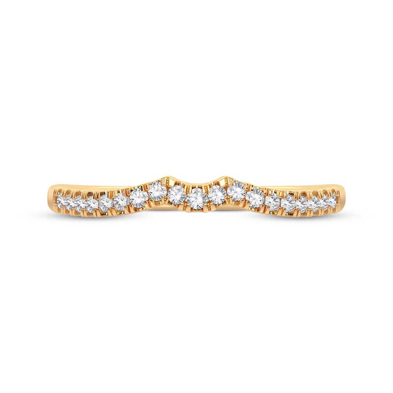 Main Image 3 of Round-Cut Diamond Curved Wedding Band 1/10 ct tw 14K Yellow Gold