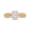 Thumbnail Image 3 of Emerald-Cut & Round-Cut Diamond Engagement Ring 3/8 ct tw 14K Yellow Gold