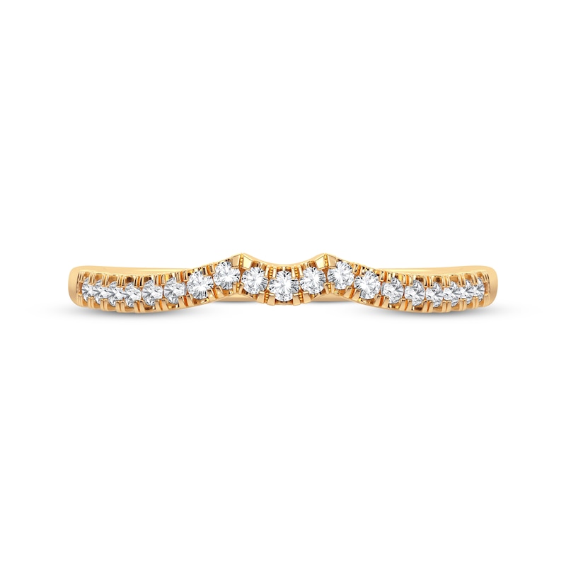 Round-Cut Diamond Curved Wedding Band 1/10 ct tw 14K Yellow Gold