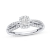 Thumbnail Image 1 of Emerald-Cut & Round-Cut Diamond Engagement Ring 3/8 ct tw 14K White Gold