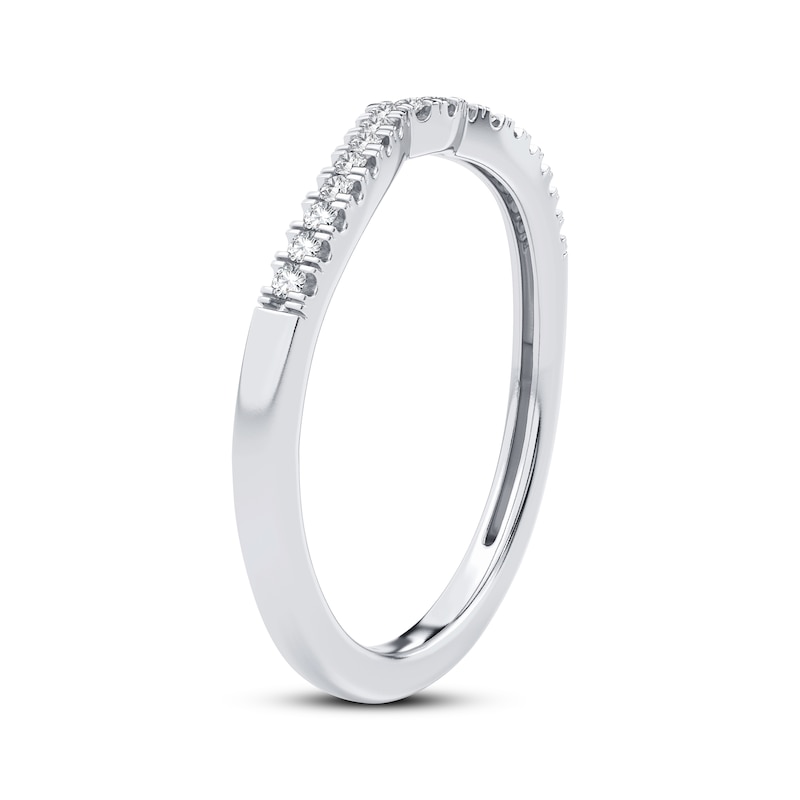 Main Image 2 of Now + Forever Round-Cut Diamond Curved Wedding Band 1/10 ct tw 14K White Gold