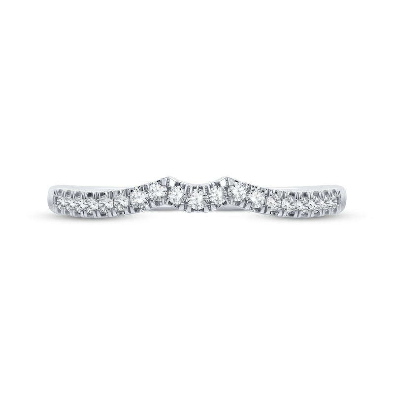 Round-Cut Diamond Curved Wedding Band 1/10 ct tw 14K White Gold