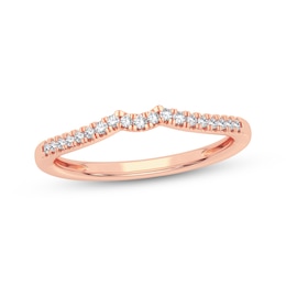 Now + Forever Round-Cut Diamond Curved Wedding Band 1/10 ct tw 14K Rose Gold