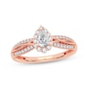 Thumbnail Image 1 of Pear-Shaped & Round-Cut Diamond Engagement Ring 3/8 ct tw 14K Rose Gold