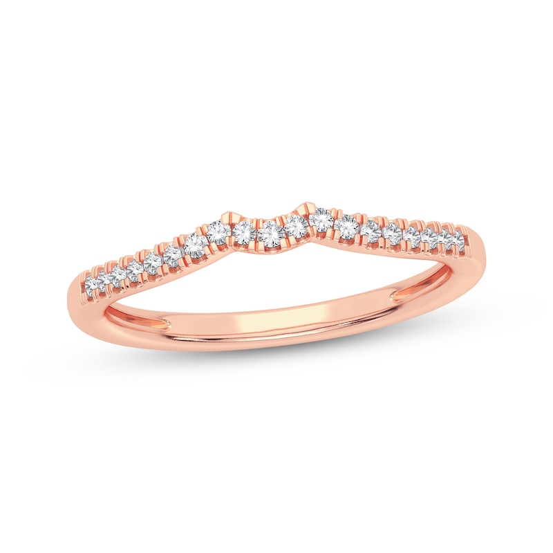 Main Image 1 of Now + Forever Round-Cut Diamond Curved Wedding Band 1/10 ct tw 14K Rose Gold