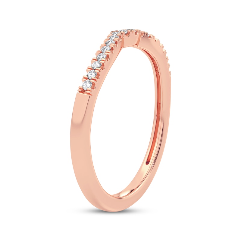 Main Image 2 of Round-Cut Diamond Curved Wedding Band 1/10 ct tw 14K Rose Gold