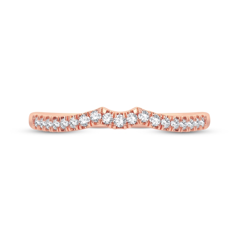 Main Image 3 of Round-Cut Diamond Curved Wedding Band 1/10 ct tw 14K Rose Gold