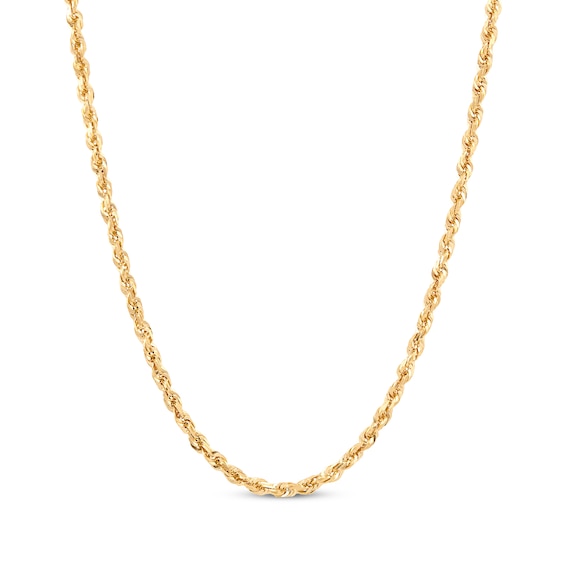 Solid Glitter Rope Chain Necklace 3.8mm 10K Yellow Gold 22"