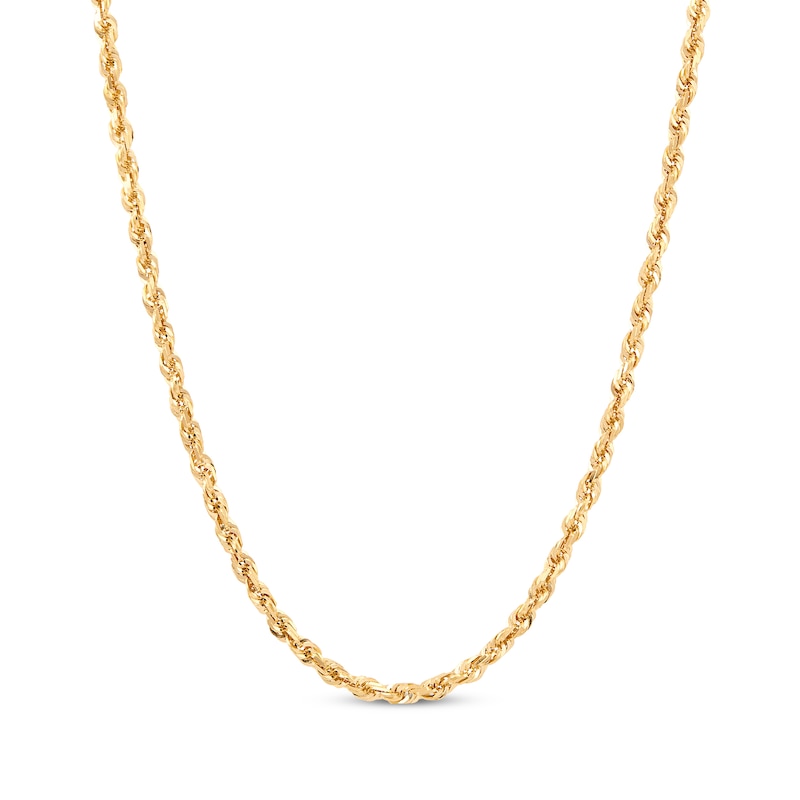 Main Image 1 of Solid Glitter Rope Chain Necklace 3.8mm 10K Yellow Gold 22&quot;