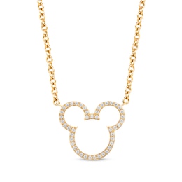 Disney Treasures Mickey Mouse Diamond Necklace 1/6 ct tw 10K Yellow Gold 18&quot;