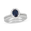 Thumbnail Image 1 of Neil Lane Oval-Cut Natural Blue Sapphire & Diamond Bridal Set 5/8 ct tw 14K White Gold