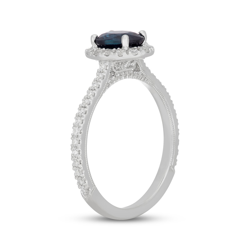 Main Image 2 of Neil Lane Oval-Cut Natural Blue Sapphire & Diamond Engagement Ring 1/2 ct tw 14K White Gold