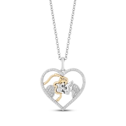 Disney Treasures The Lion King Diamond Heart Necklace 1/6 ct tw Sterling Silver & 10K Yellow Gold 17&quot;