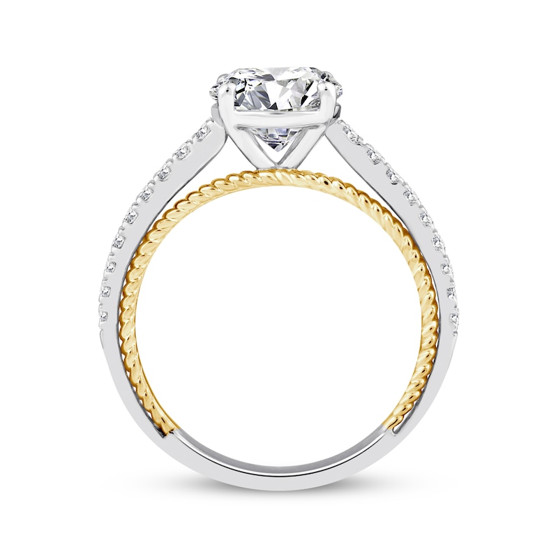 Threads of Love Round-Cut Lab-Grown Diamond Engagement Ring 2-1/4 ct tw 14K Two-Tone Gold