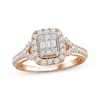 Thumbnail Image 1 of Now + Forever Multi-Diamond Center Elongated Cushion Frame Engagement Ring 5/8 ct tw 14K Rose Gold