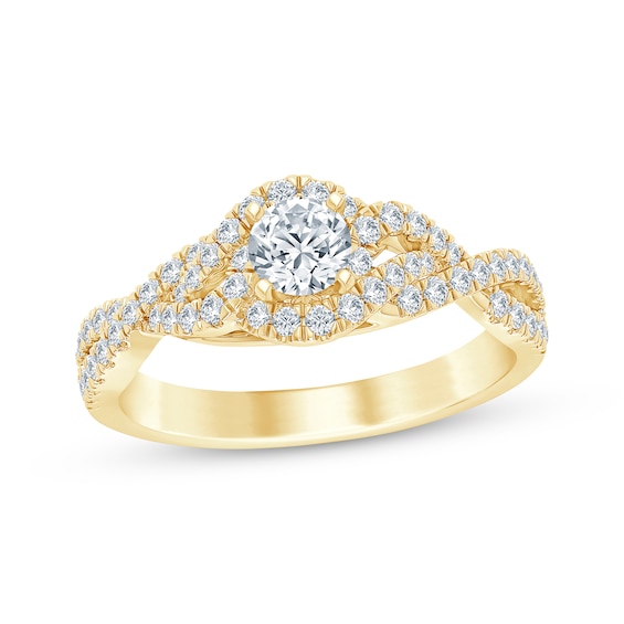 Round-Cut Diamond Bypass Engagement Ring 3/4 ct tw 14K Yellow Gold