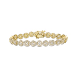 Diamond Circle & Cushion Link Bracelet 3 ct tw 10K Yellow Gold 7&quot;