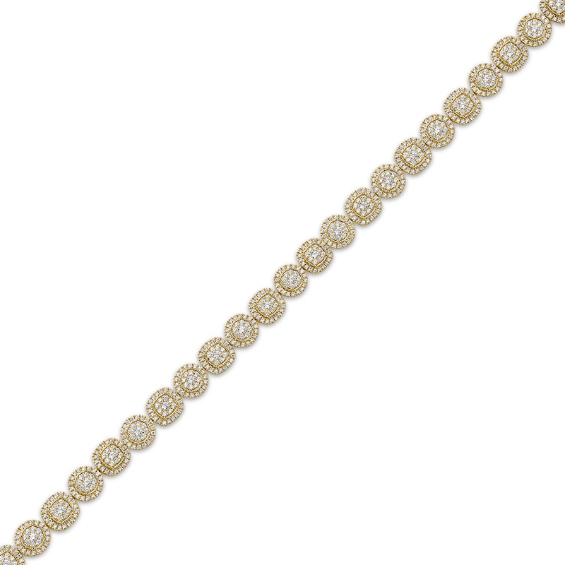 Main Image 2 of Diamond Circle & Cushion Link Bracelet 3 ct tw 10K Yellow Gold 7&quot;