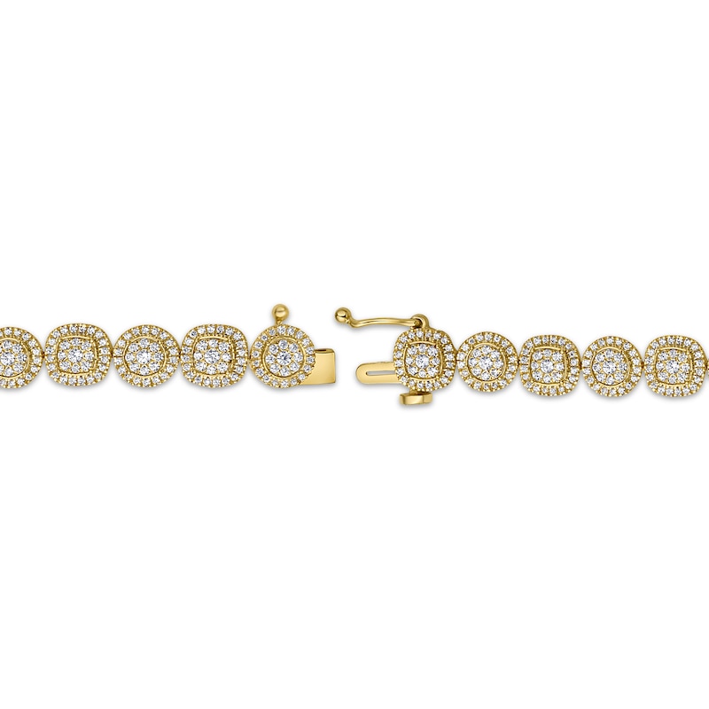 Main Image 3 of Diamond Circle & Cushion Link Bracelet 3 ct tw 10K Yellow Gold 7&quot;