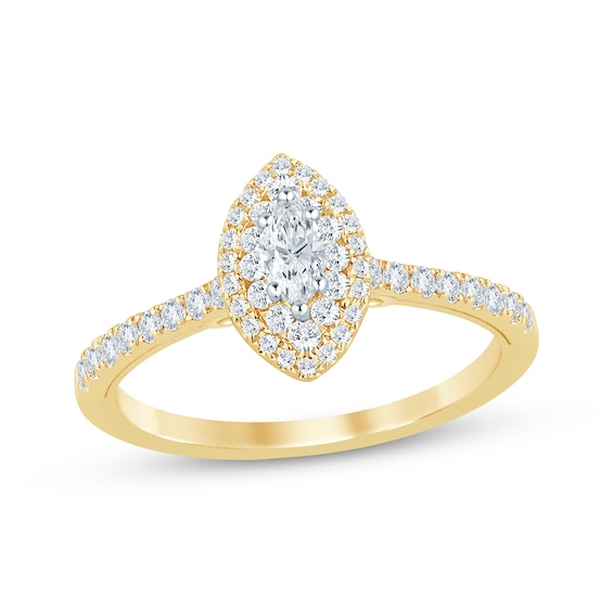 Marquise-Cut Diamond Engagement Ring 1/2 ct tw 14K Yellow Gold