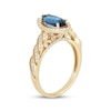 Thumbnail Image 2 of Marquise-Cut London Blue Topaz & Diamond Halo Engagement Ring 1/3 ct tw 10K Yellow Gold