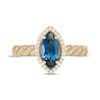 Thumbnail Image 3 of Marquise-Cut London Blue Topaz & Diamond Halo Engagement Ring 1/3 ct tw 10K Yellow Gold