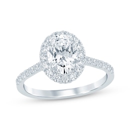 Now + Forever Oval-Cut Diamond Halo Engagement Ring 1-5/8 ct tw 14K White Gold