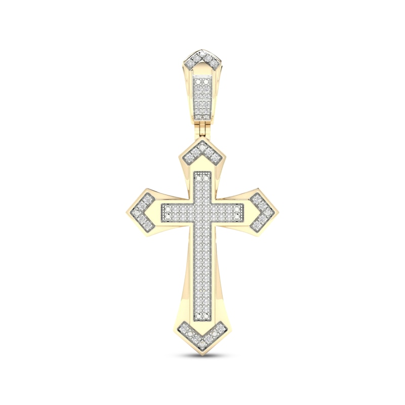 Main Image 1 of Men's Diamond Fancy Cross Charm 1/4 ct tw 10K Yellow Gold