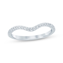 Diamond Contoured Wedding Band 1/6 ct tw 14K White Gold