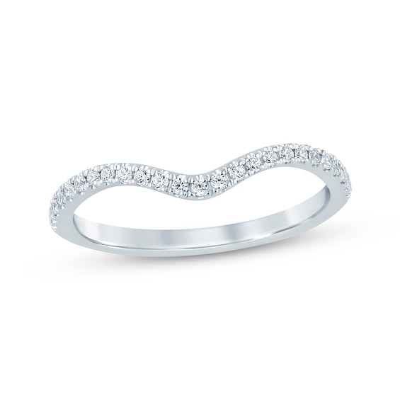 Diamond Contoured Wedding Band 1/6 ct tw 14K White Gold