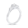 Thumbnail Image 1 of Memories Moments Magic Round-Cut Diamond Halo Three-Stone Engagement Ring 5/8 ct tw 14K White Gold