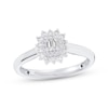 Thumbnail Image 1 of Emerald-Cut Diamond Starburst Halo Engagement Ring 3/8 ct tw 10K White Gold