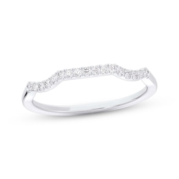 Diamond Contour Wedding Band 1/10 ct tw 10K White Gold