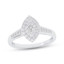 Marquise-Cut Diamond Double Halo Engagement Ring 1/3 ct tw 10K White Gold