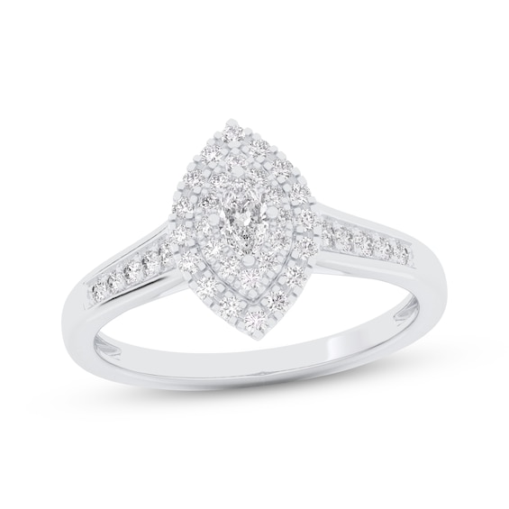 Marquise-Cut Diamond Double Halo Engagement Ring 1/3 ct tw 10K White Gold