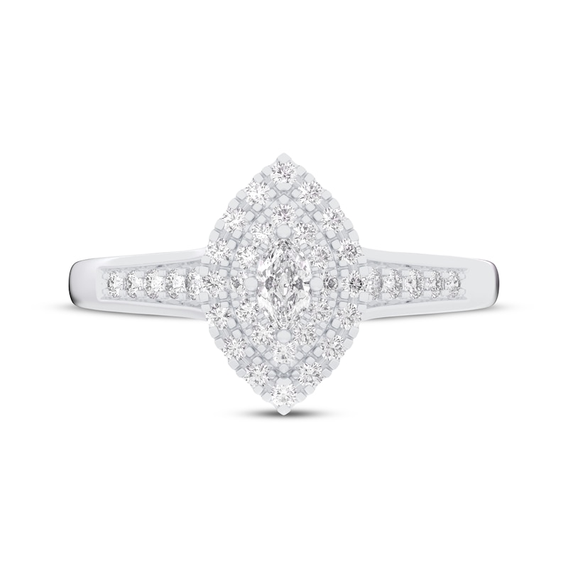 Marquise-Cut Diamond Double Halo Engagement Ring 1/3 ct tw 10K White Gold