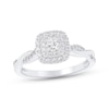 Thumbnail Image 1 of Round-Cut Diamond Double Cushion Halo Engagement Ring 1/3 ct tw 10K White Gold