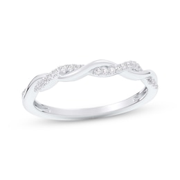 Now + Forever Diamond Twist Wedding Band 1/10 ct tw 10K White Gold