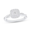 Thumbnail Image 1 of Now + Forever Princess-Cut Diamond Double Halo Twist Shank Engagement Ring 1/3 ct tw 10K White Gold