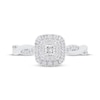 Thumbnail Image 3 of Now + Forever Princess-Cut Diamond Double Halo Twist Shank Engagement Ring 1/3 ct tw 10K White Gold