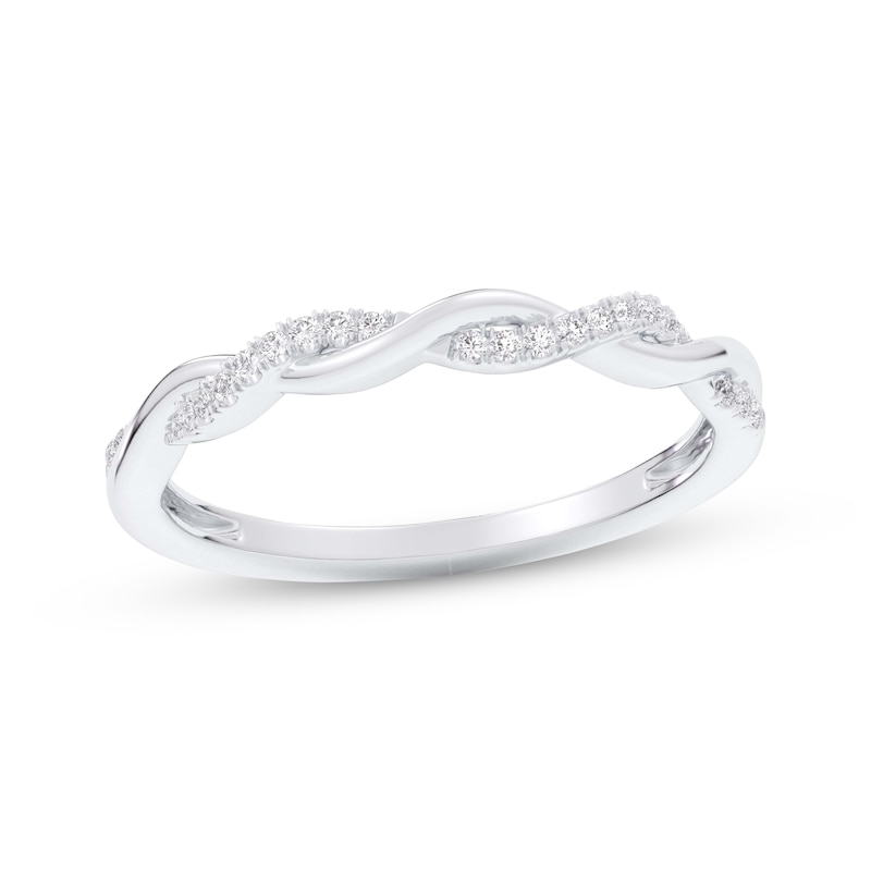 Main Image 1 of Diamond Twist Wedding Band 1/10 ct tw 10K White Gold