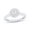 Thumbnail Image 1 of Round-Cut Diamond Starburst Halo Engagement Ring 3/8 ct tw 10K White Gold