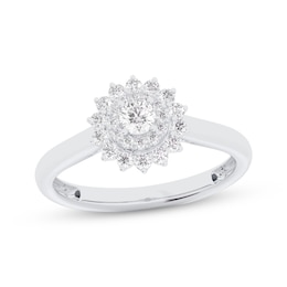 Now + Forever Round-Cut Diamond Starburst Halo Engagement Ring 3/8 ct tw 10K White Gold