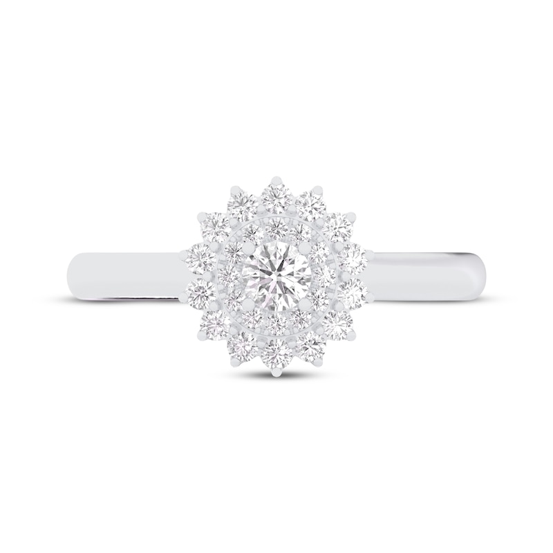 Main Image 3 of Round-Cut Diamond Starburst Halo Engagement Ring 3/8 ct tw 10K White Gold