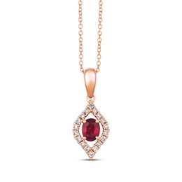 Le Vian Natural Ruby Necklace 1/6 ct tw Nude Diamonds 14K Strawberry Gold