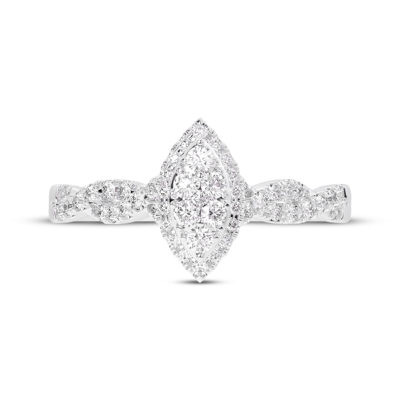 Multi-Diamond Center Marquise Halo Engagement Ring 3/8 ct tw 10K White Gold